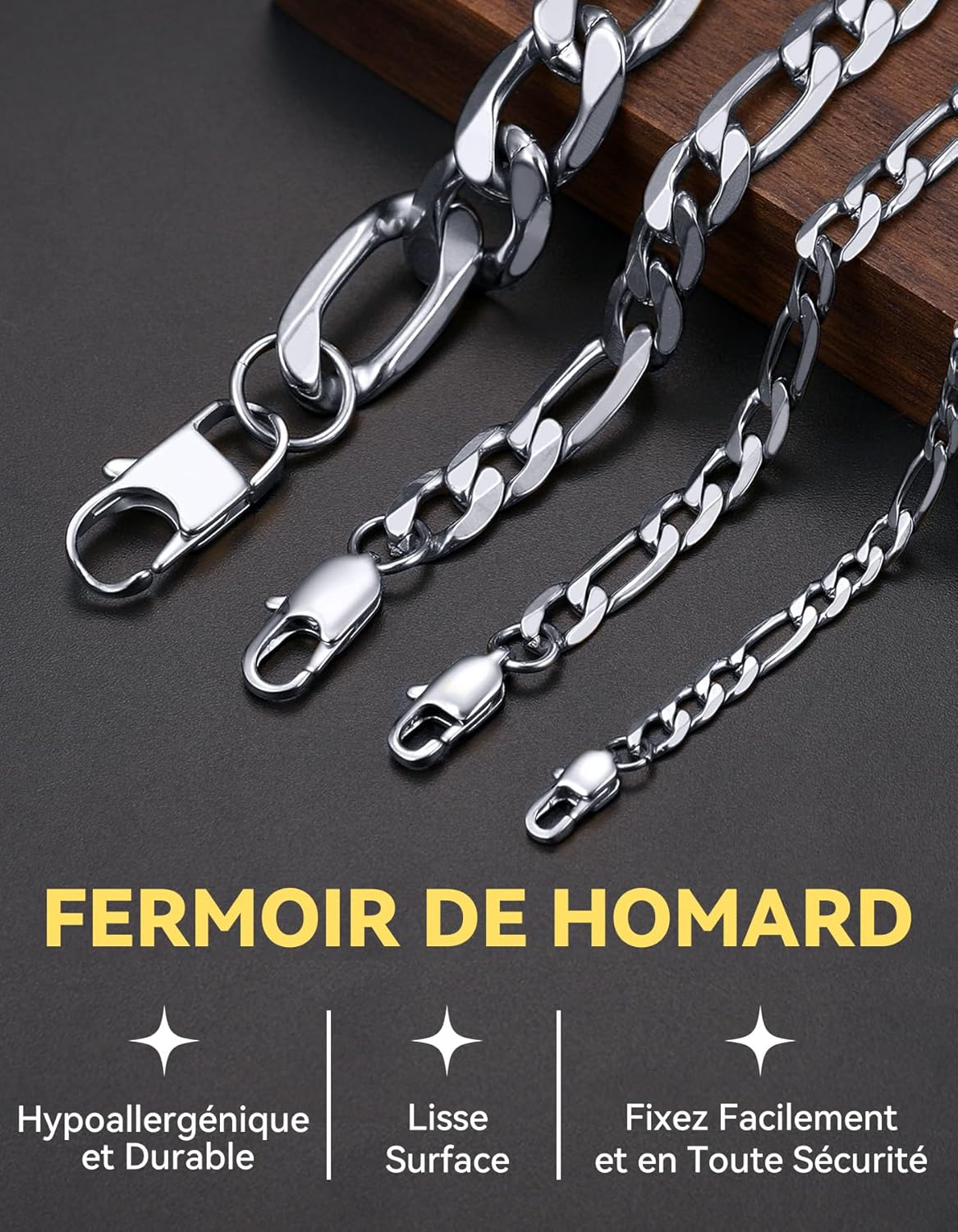Thumbnail 2 de ChainsHouse Chaine Homme Figaro 1+3 - Collier Maille Figaro en Acier Inoxydable 316L
