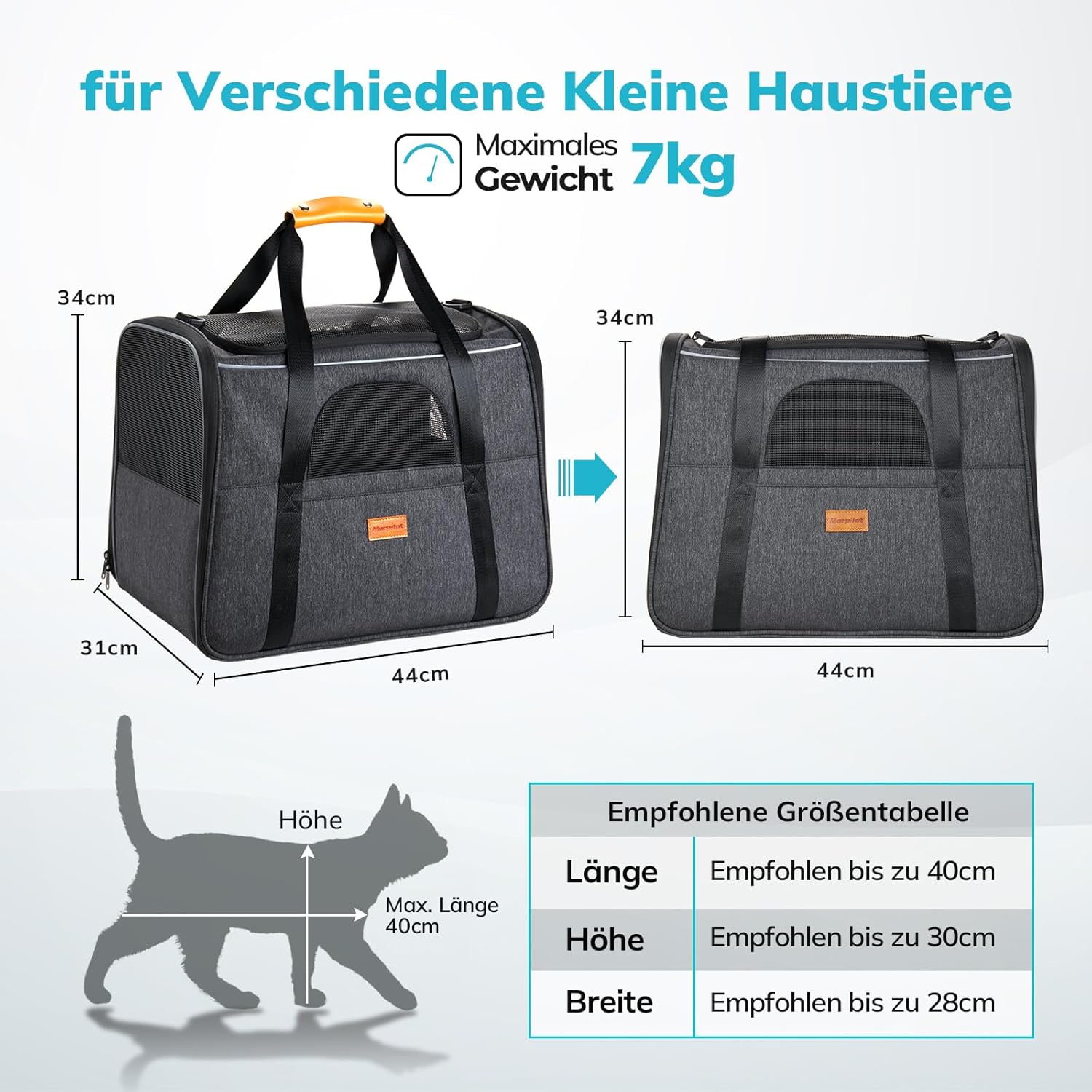 Detalle 2 de Morpilot Katzentransportbox für große Katzen bis 7 kg 🐱