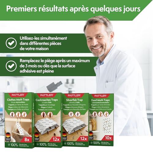 Thumbnail 8 de PATTLER Anti Mites Textiles avec Phéromones – 8 Pièces, Pièges Adhésifs pour Armoire et Penderie