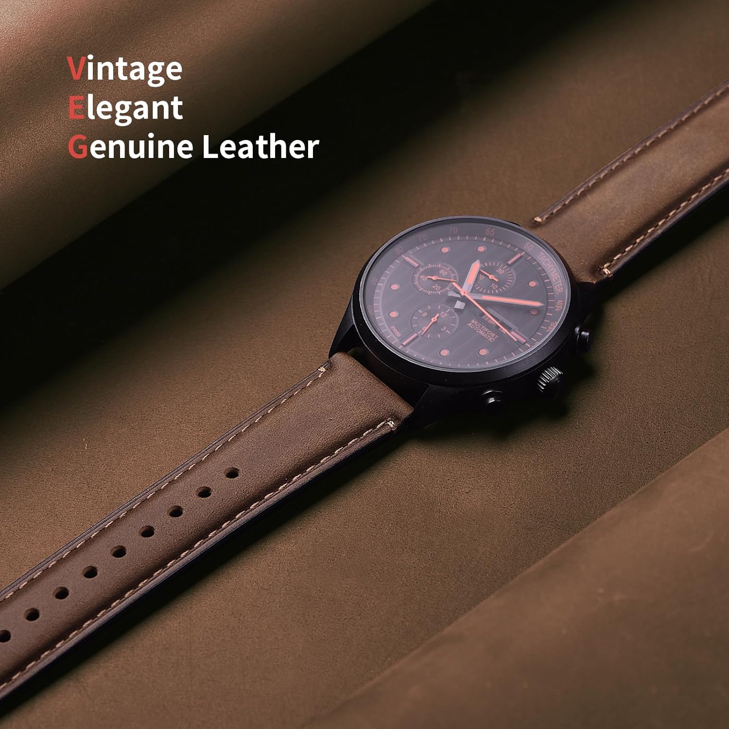 Thumbnail 2 de Fullmosa Leder Uhrenarmband Vintage-Ersatzarmband (20 mm) – echtes Leder mit Schnellverschluss