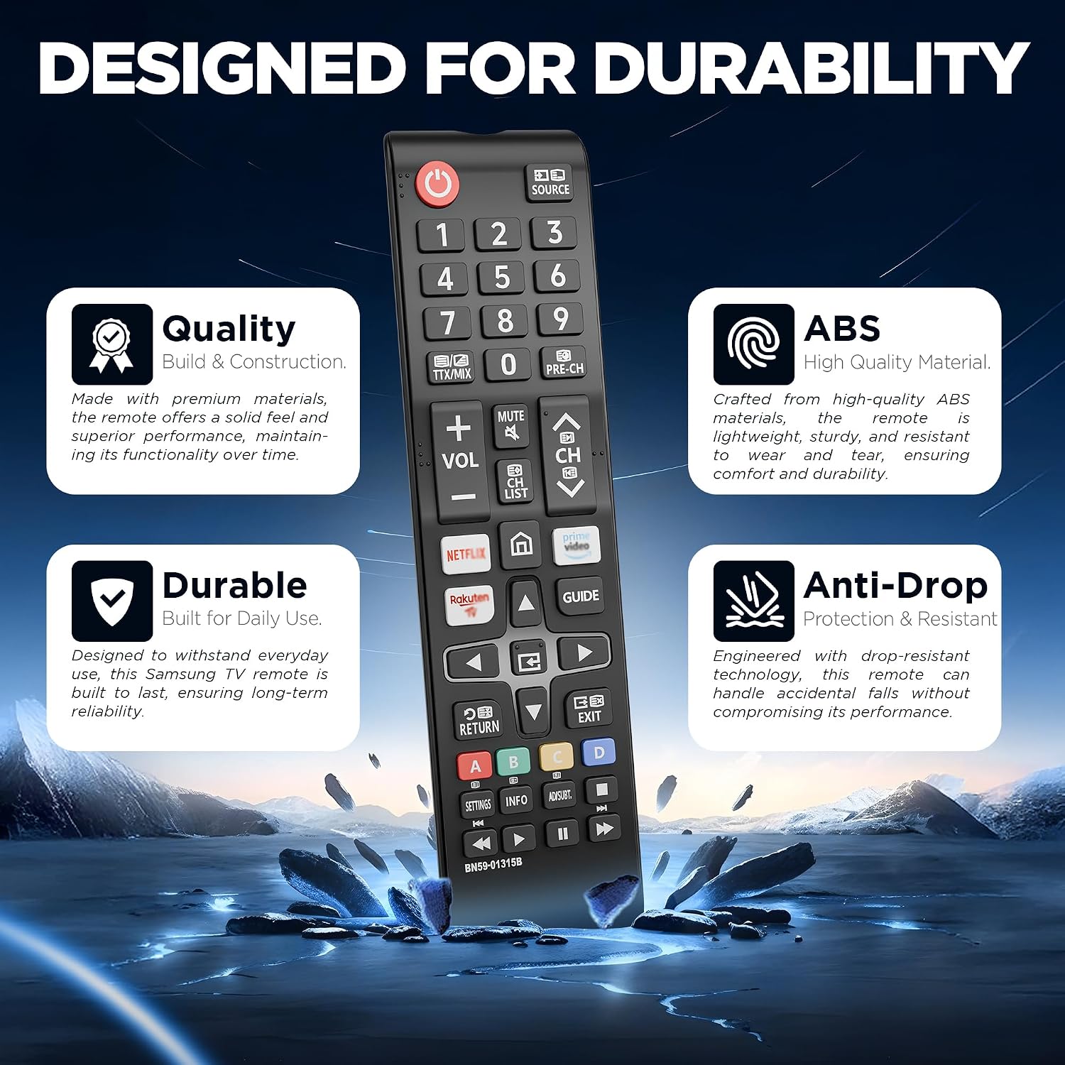 Detalle de Smart Samsung Universal TV Remote with Netflix, Prime Video & Rakuten Buttons
