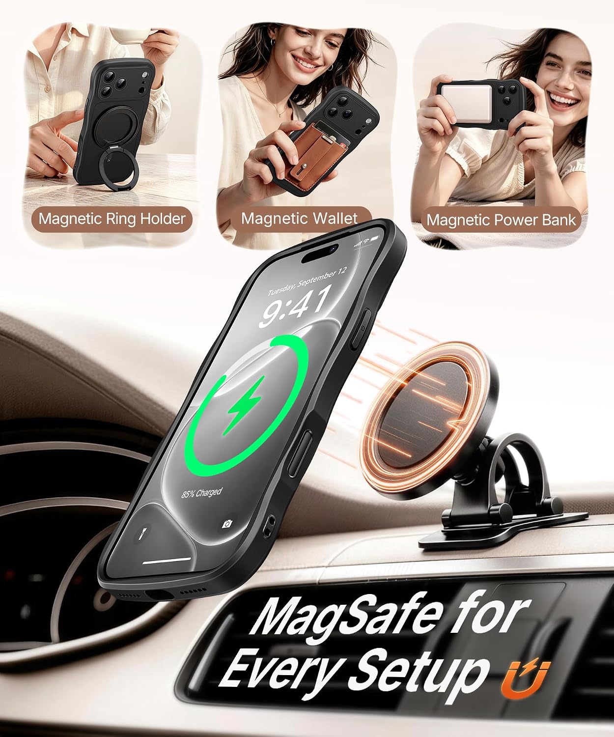Detalle de CAPRARO TPUWAVE Magnetic Case for iPhone 17/18 Pro Max, Camera Protection