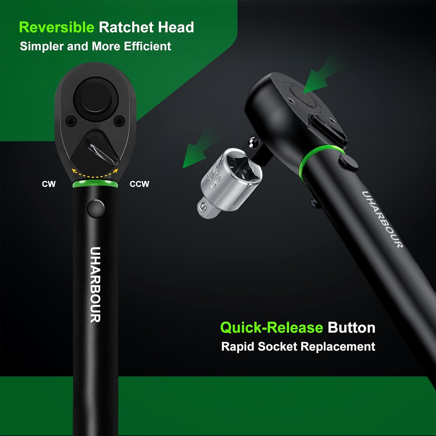 Thumbnail 5 de Uharbour 3/8" Torque Wrench Set (5–60 Nm) with Extension Bar, Adapters & Dual Direction Ratchet