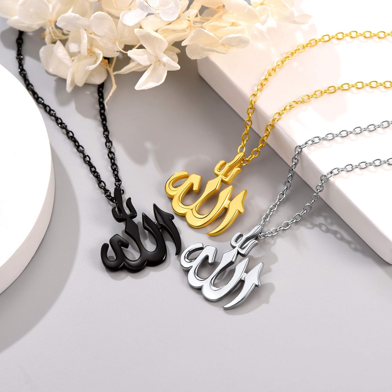 Thumbnail 2 de Collier PROSTEEL personnalisable avec pendentif Allah en acier inoxydable plaqué or