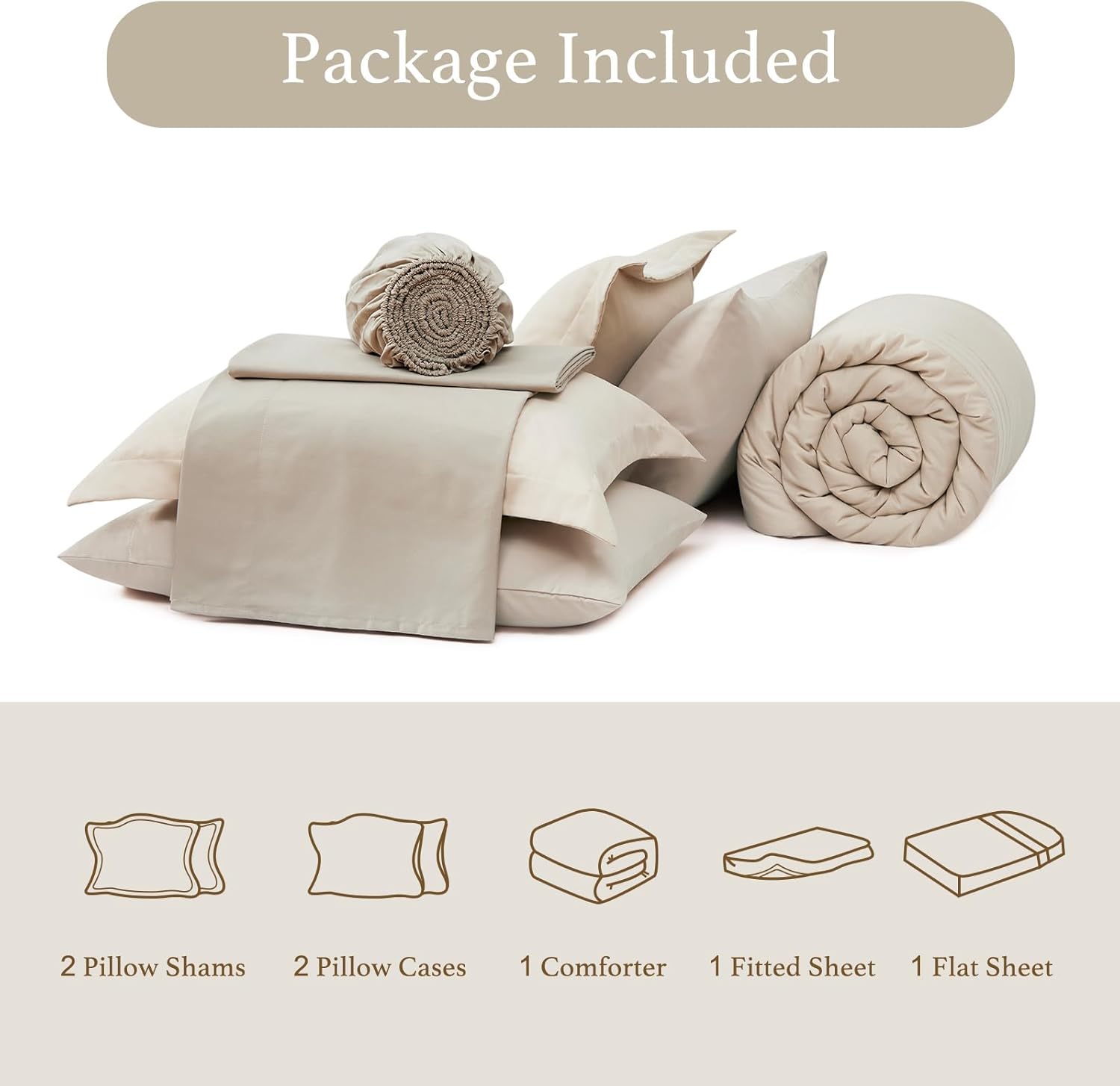 Thumbnail 6 de Monbix King Size Comforter Set (7-Piece) Bed in a Bag in Apricot Beige