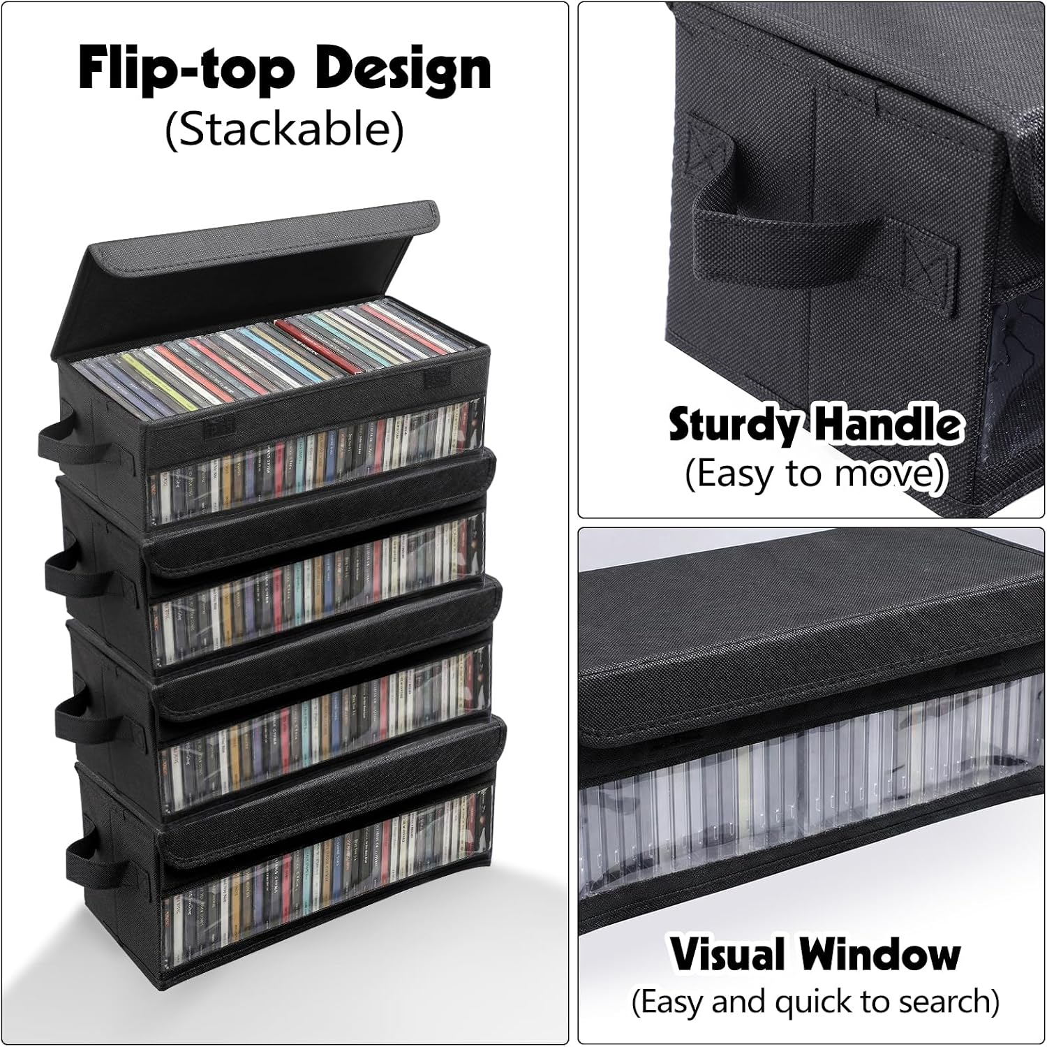 Detalle de Dntorx G8005K-11-N 4-Pack CD Storage Boxes with Clear Windows