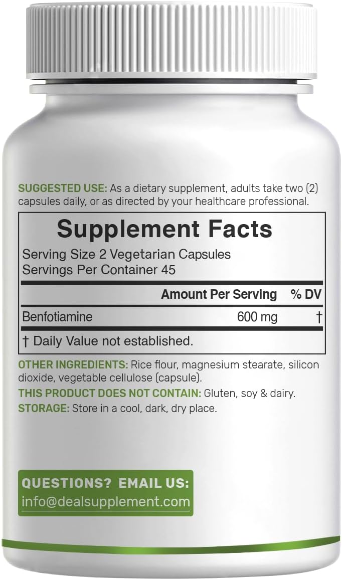 Detalle de Benfotiamine supplement 600 mg per serving
