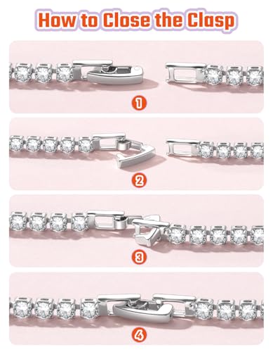 Detalle de Just Being Cute Bracciale tennis Zirconia 5A+ 3mm Argento Blu 18 cm