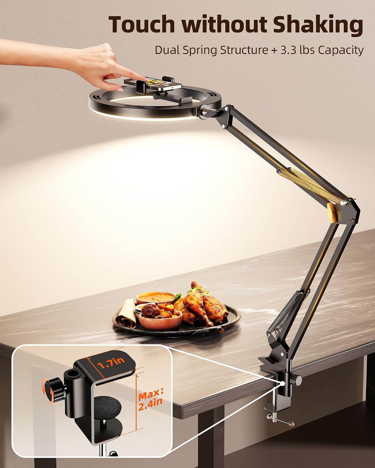 Detalle 2 de LUXSURE Overhead Stativ mit Ringlicht