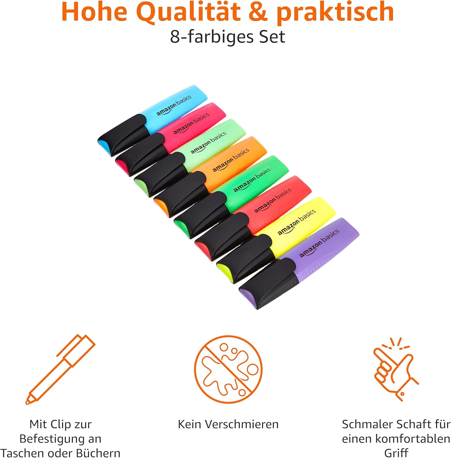 Thumbnail 2 de Amazon Basics Textmarker 8er Pack, Mehrfarbig ✏️