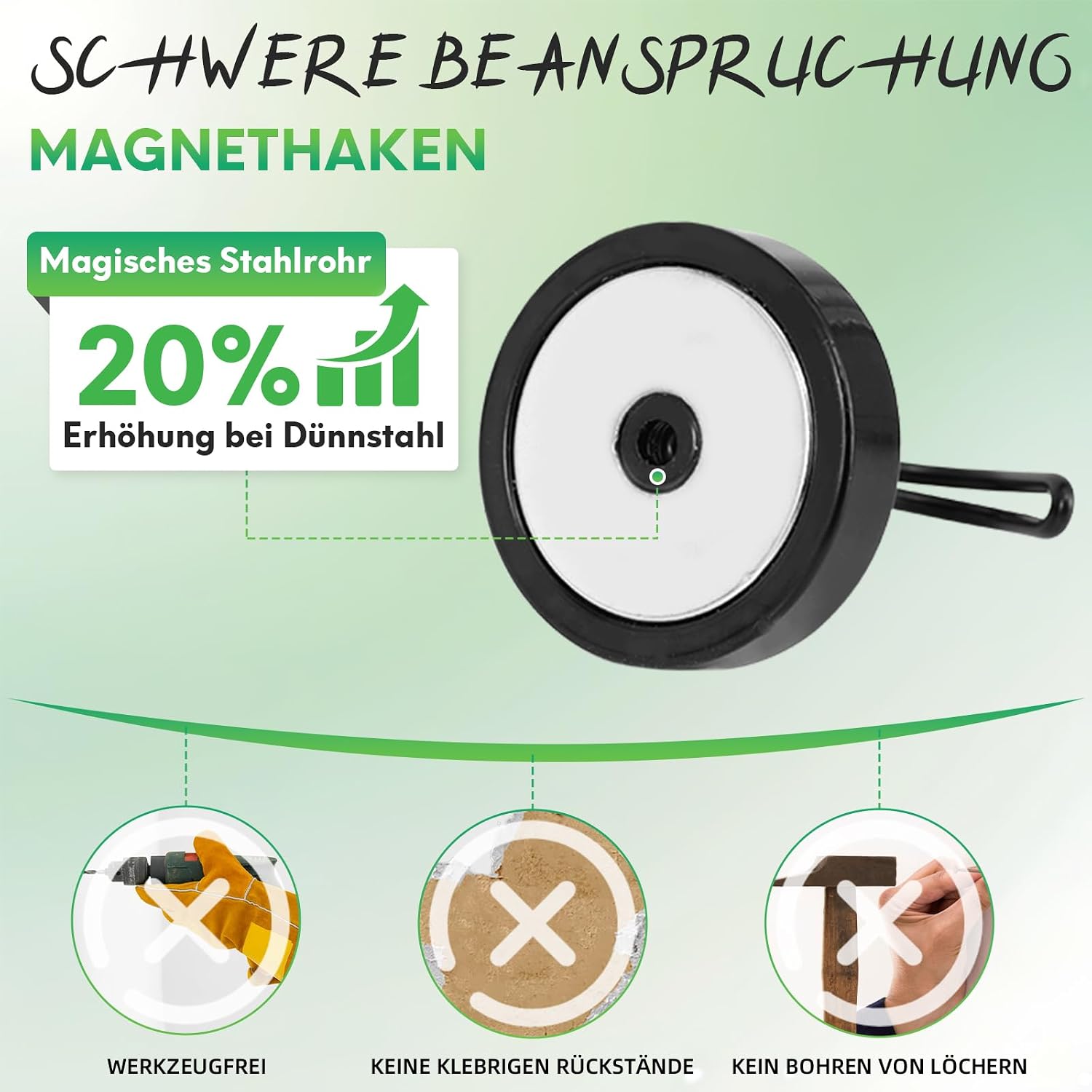 Detalle de Neosmuk Swing Magnethaken 40 kg Schwarz