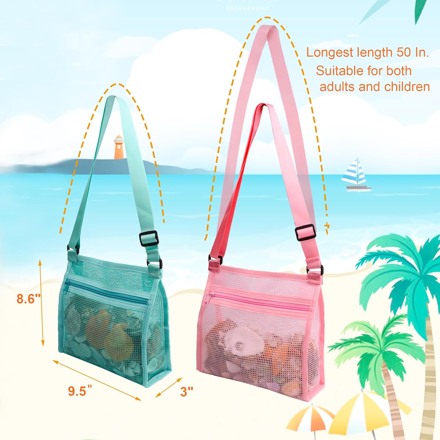 Thumbnail 4 de MUYIZI Mesh Beach Bag for Shells Collecting 3 Pack