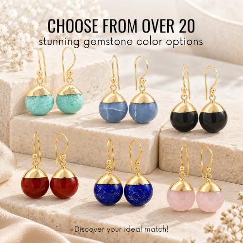 Thumbnail 4 de GEMPIRES NATURE’S TREASURE Unakite Teardrop Earrings – Gold Plated, Hypoallergenic Handmade Jewellery
