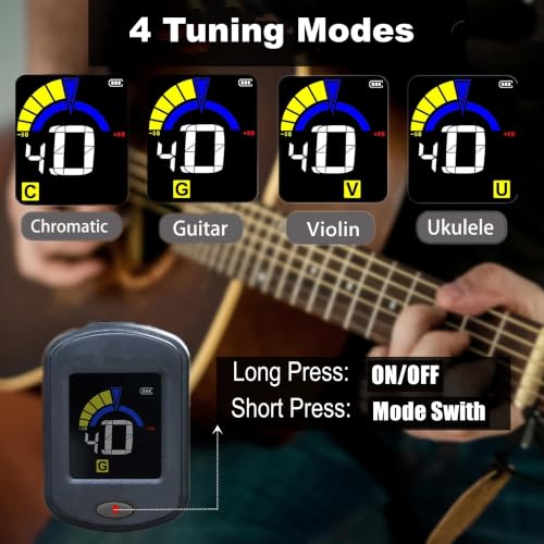 Detalle de AUPHY GT100 Rechargeable Clip-On Tuner for Guitar, Ukulele, Violin and More