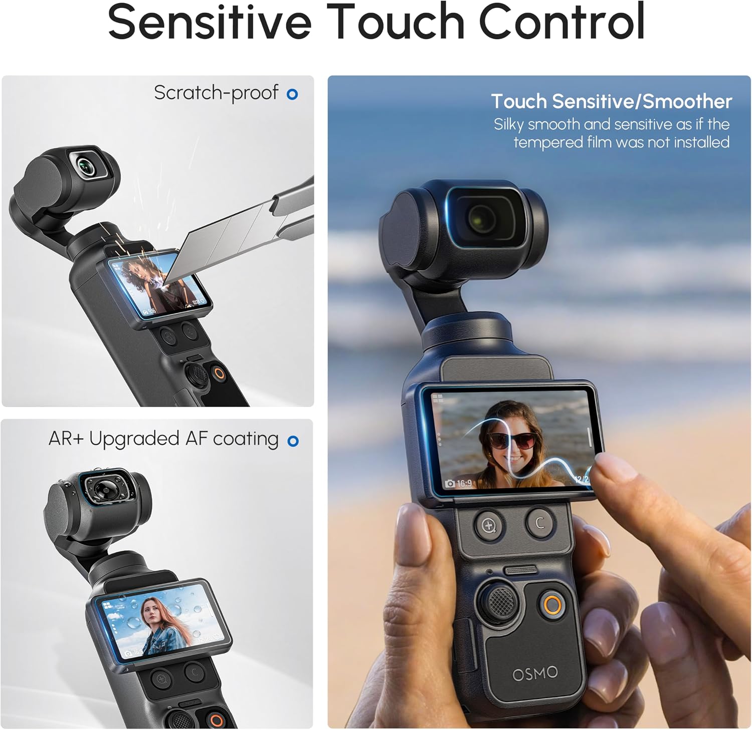 Thumbnail 1 de STARTRC PHOTO 3+3 Stück Displayschutzfolie (gehärtetes Glas) für Osmo Pocket 4 – Frontdisplay & Objektivschutz