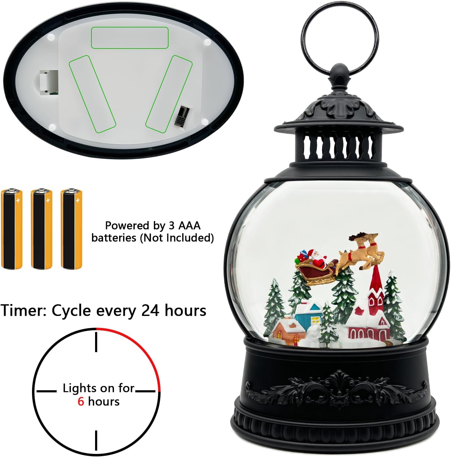 Thumbnail 4 de AOMIL Christmas Snow Globe Lantern with Music ๐