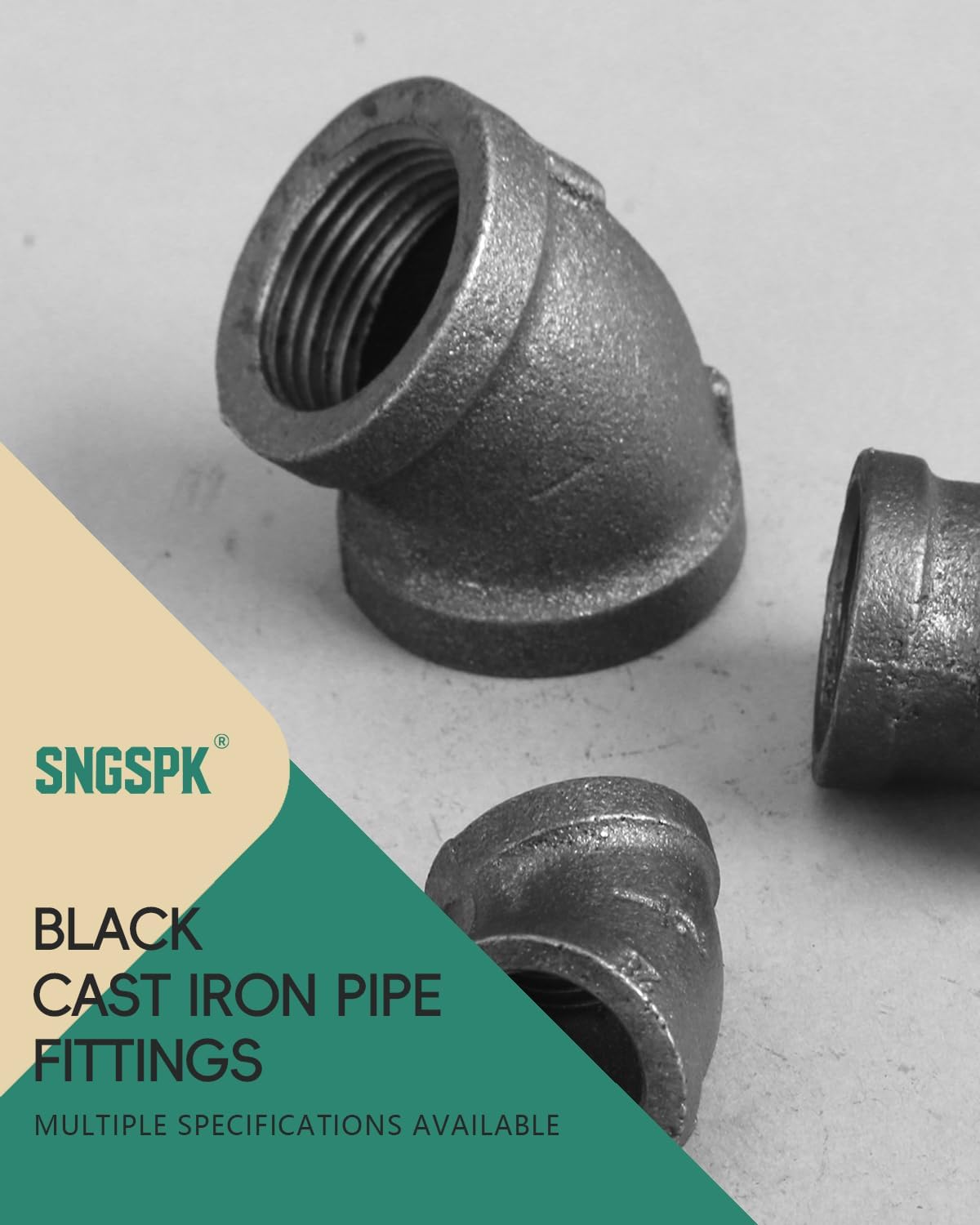 Detalle 2 de SNGSPK Cast Iron Pipe Elbow, 1/2 Inch