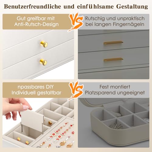 Thumbnail 6 de OrderlyGo 3-Stöckiger Schmuckkästchen Groß – Transparenter Deckel & Samtfutter