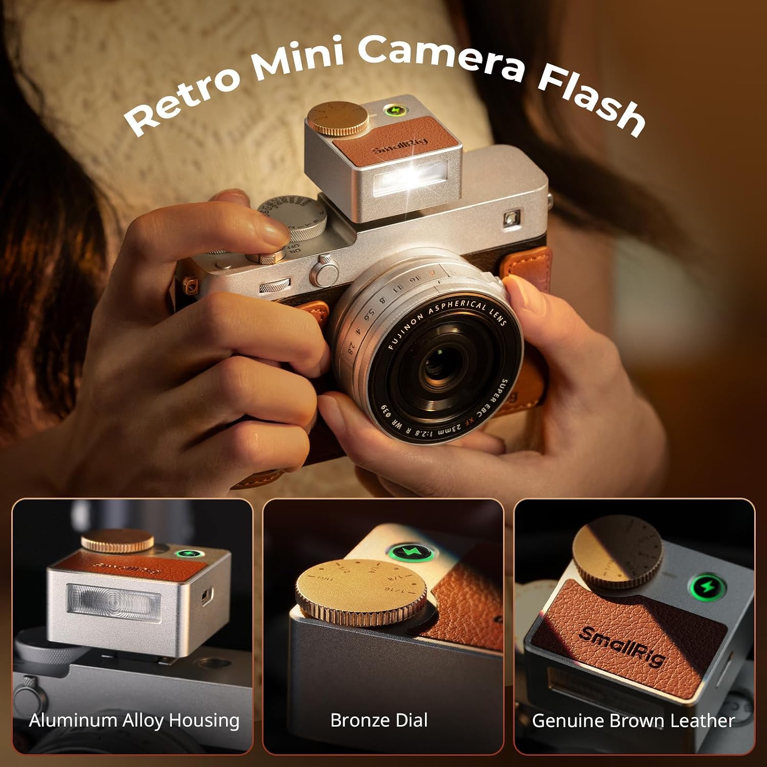 Detalle 2 de SMALLRIG RS-R20 5882 – miniaturowa lampa błyskowa, 5 poziomów mocy