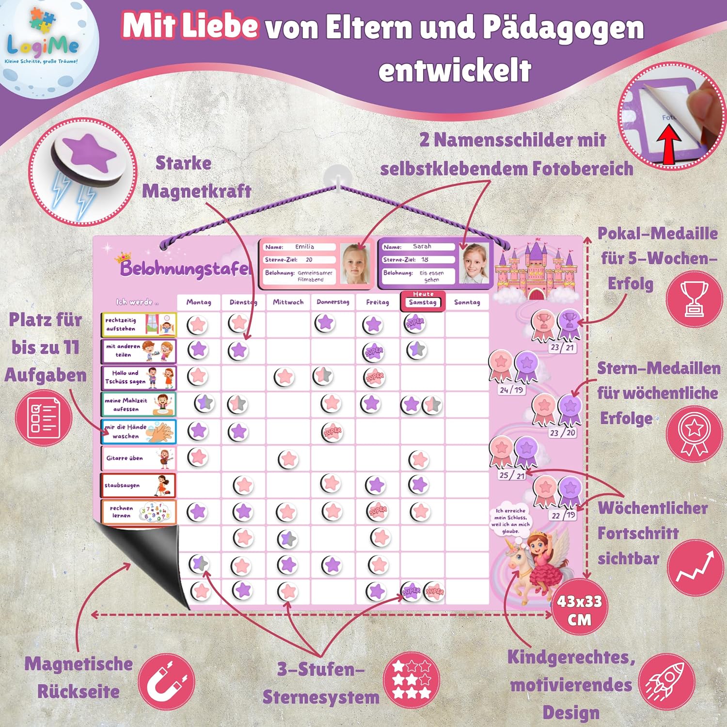 Detalle 2 de LogiMe Belohnungstafel 200 Aufgaben XL 🗓