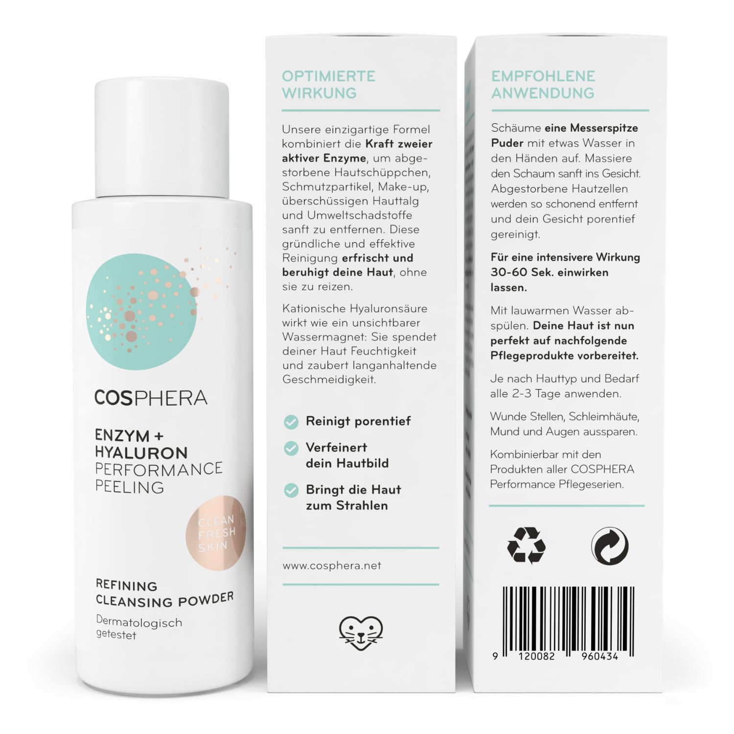 Detalle de Enzym Peeling Gesicht mit Hyaluron (100% vegan, Enzym Powder) – sanfte Porenreinigung für glatte Haut