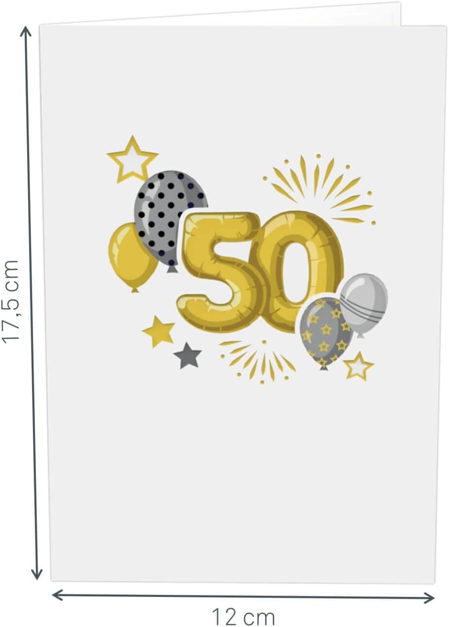 Thumbnail 5 de papercrush® Biglietto pop-up 50° compleanno fatto a mano, effetto 3D con busta