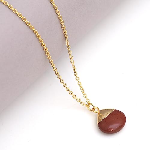 Detalle 2 de Gempires Natural Red Jasper Crystal Pendant, Pear Drop Necklace