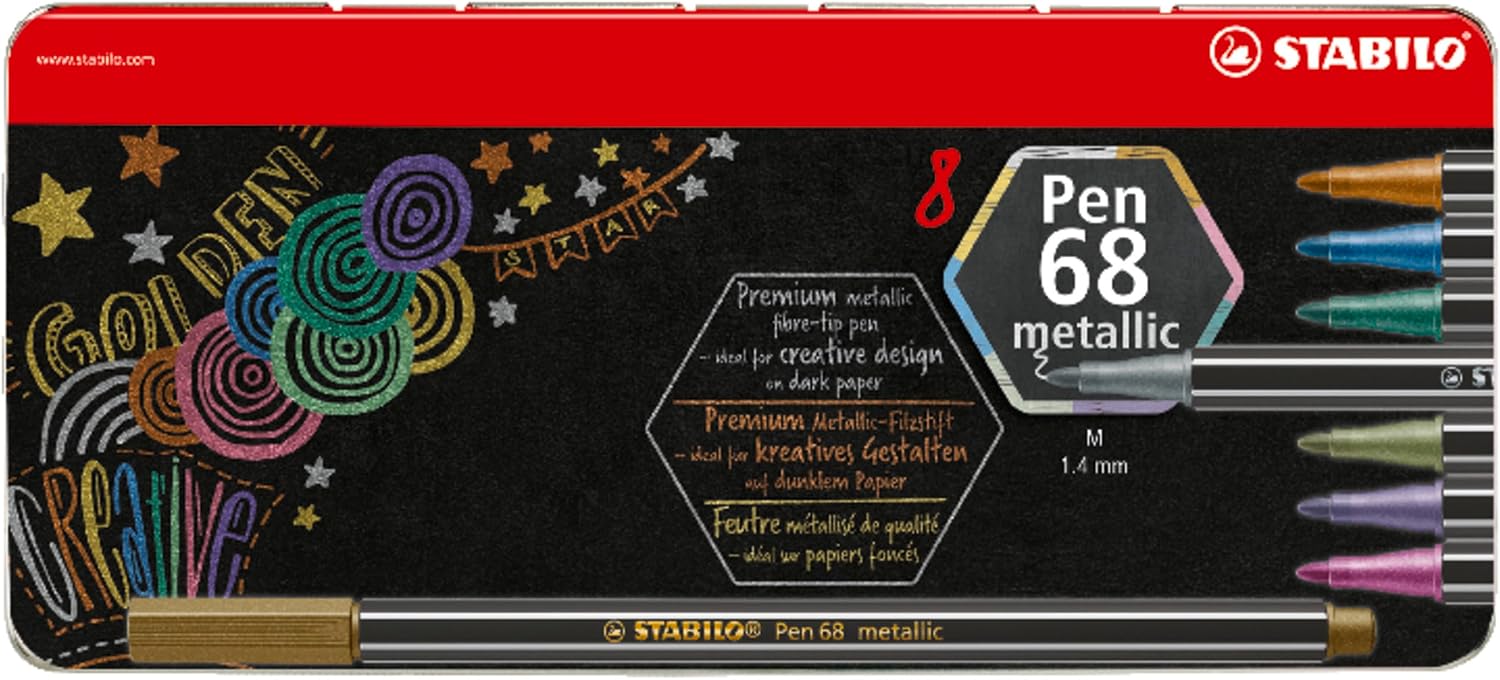 Detalle de STABILO Premium Metallic-Filzstift – Pen 68 metallic im 8er Metalletui