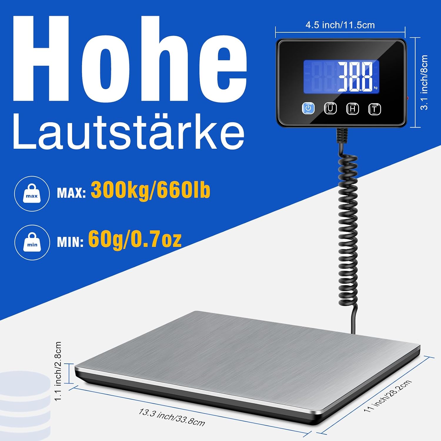 Detalle 2 de RAOYAN Paketwaage 300 kg mit 20 g Genauigkeit
