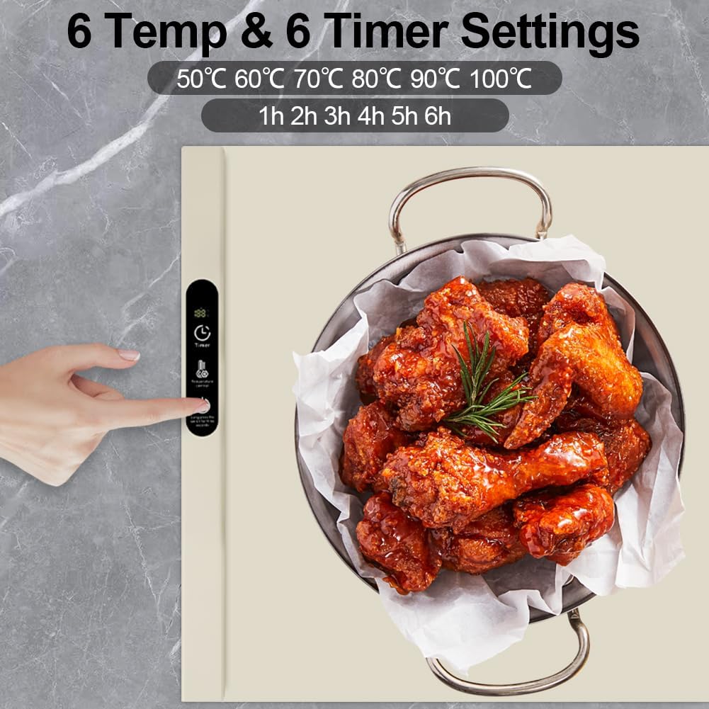 Detalle 2 de Vicloon V-NCDML-EU-FBA Silicone Food Warming Mat, 6 Heat and Timer Settings