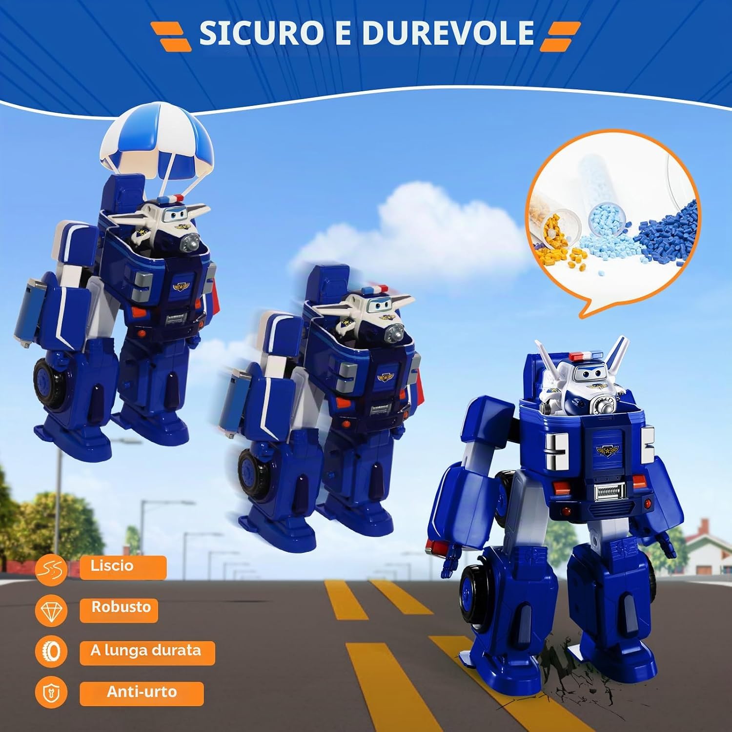 Thumbnail 4 de Super Wings Trasformabile Aereo Blu 18 cm