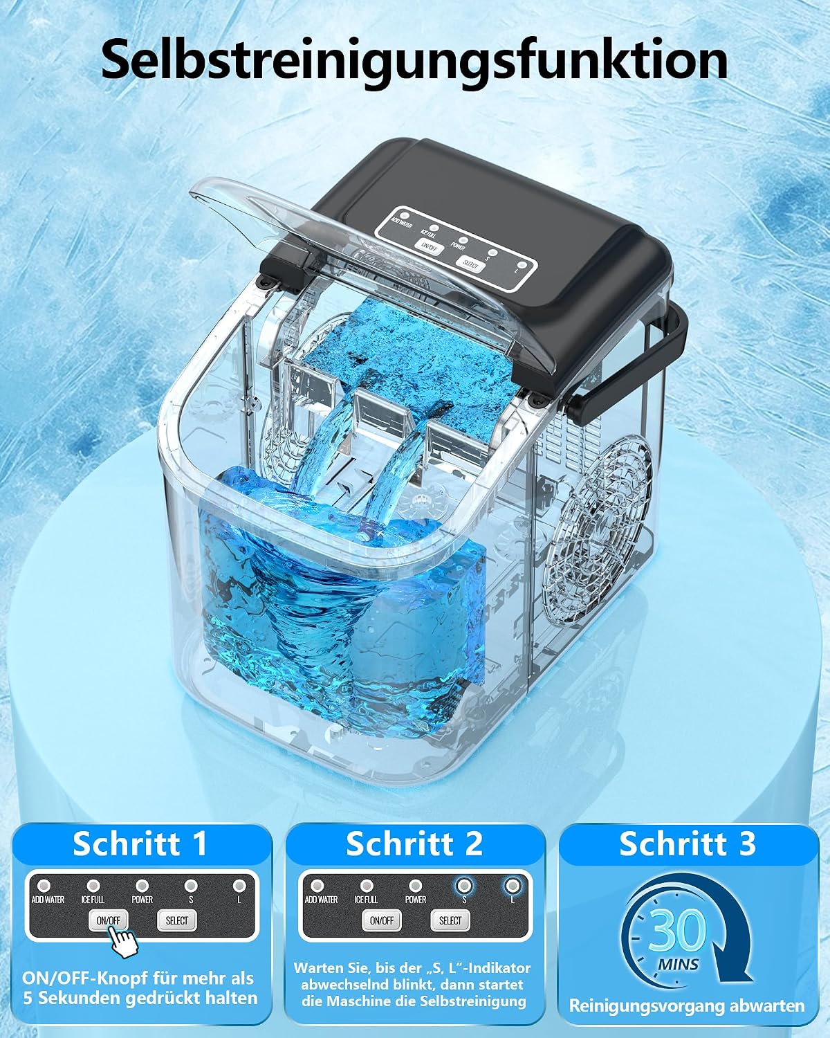 Thumbnail 6 de Eiswürfelmaschine Klein Ice Maker Machine – Tragbarer, kompakter Eiswürfelbereiter für Zuhause, Camping und Party