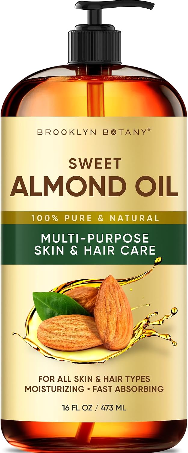 Detalle de Brooklyn Botany Sweet Almond Oil (16 Fl Oz): A practical carrier oil for hair, skin, and massage