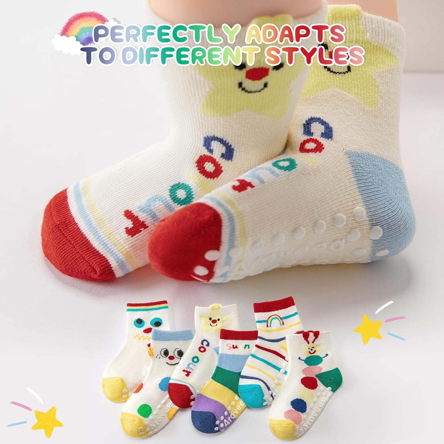 Thumbnail 4 de Aroveea Baby Toddler Grip Socks 12 Pack