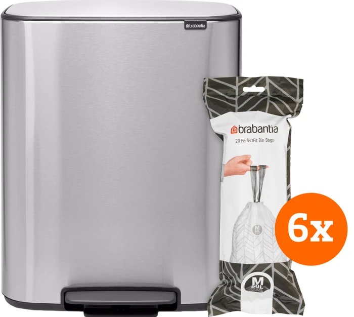 Thumbnail 14 de Brabantia Bo Treteimer 60 Liter Edelstahl Fingerprint Proof + Müllbeutel (120 Stück) 🗑