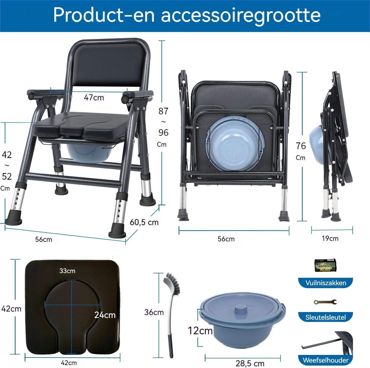 Detalle 2 de LMLJINTL LJZBY01110960 toiletstoel, inklapbaar en verstelbaar van 42–52 cm