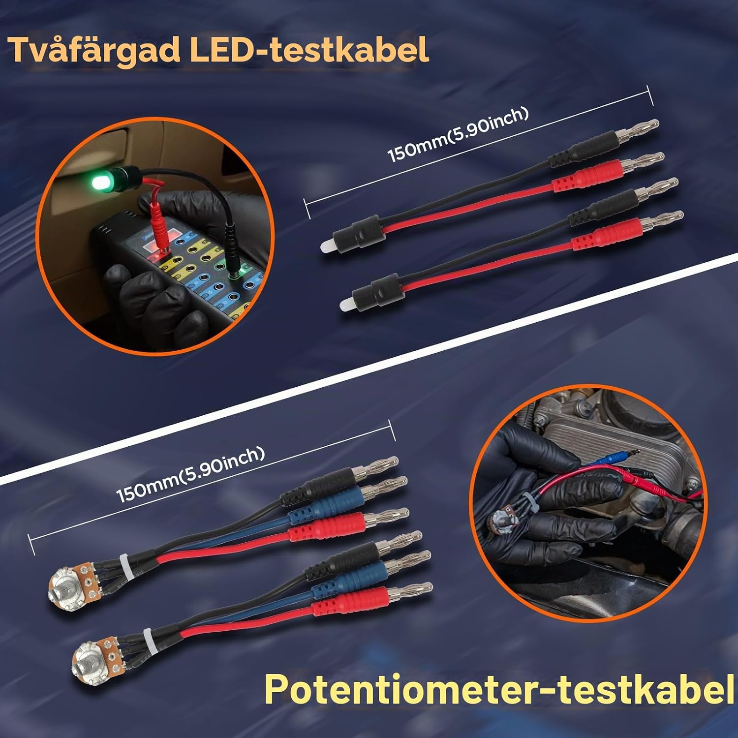 Detalle de LUTIFIX multimeterkabelsats för fordonsdiagnostik, 68 delar, 32 A/1000 V
