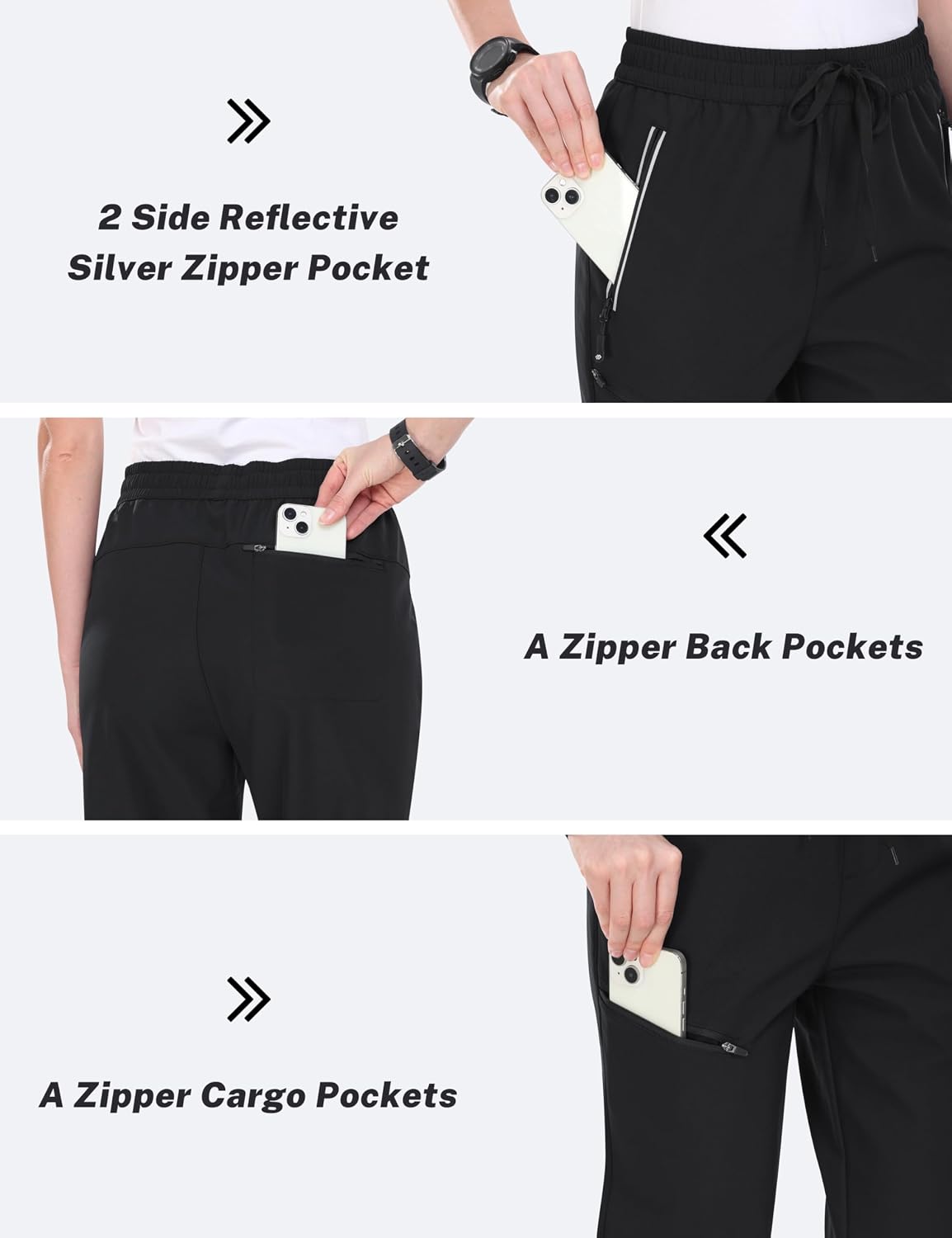 Detalle de MoFiz Women's Fleece-Lined Waterproof Snow Pants with Zippered Pockets