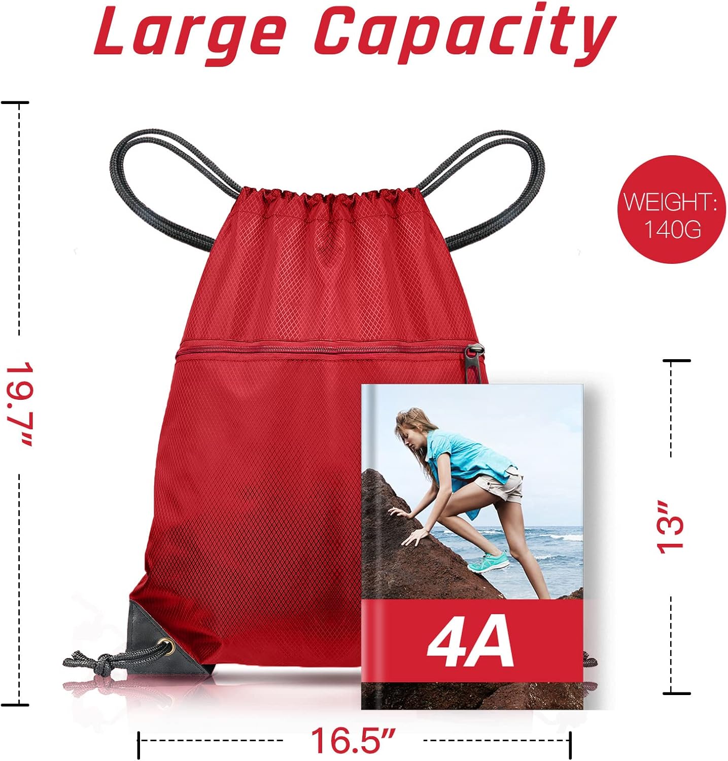 Thumbnail 1 de CHEPULA Large Drawstring Gym Bag: Waterproof, Big Capacity Sport & Travel Backpack