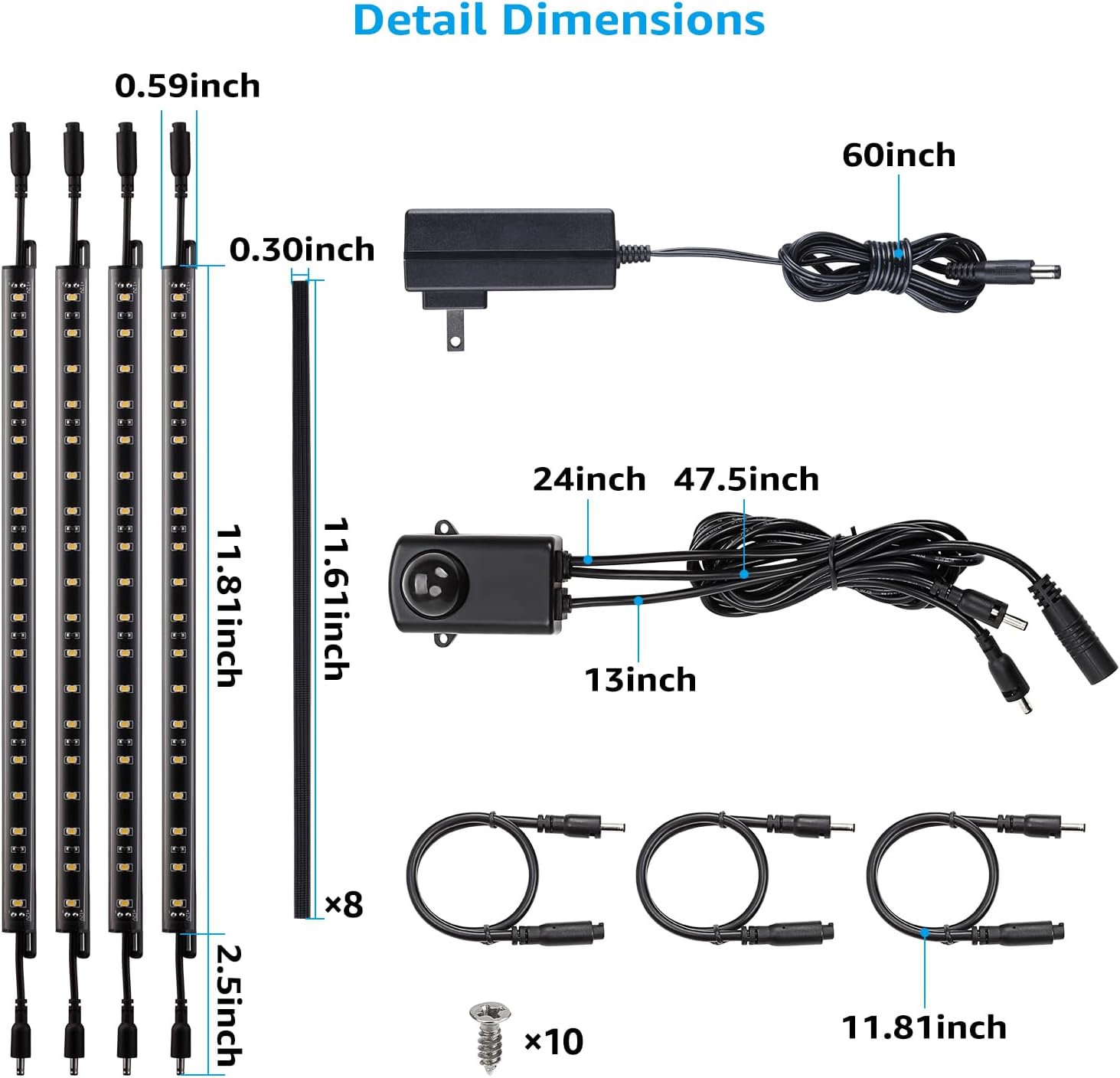 Detalle de TORCHSTAR MHSTPK-SS50 LED Safe Lighting Kit, 4 Bars, 5000K Motion Sensor