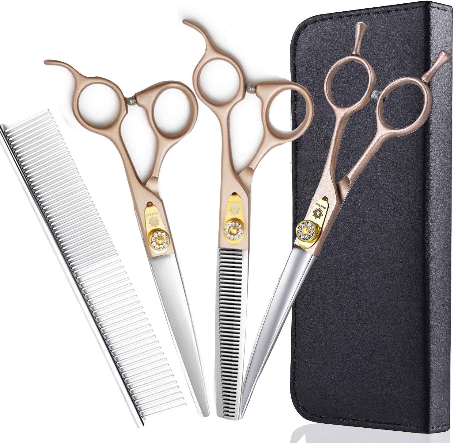 Detalle de Dream Reach 7-inch Professional Pet Grooming Scissors Kit (Straight, Curved, Thinning & Chunker)