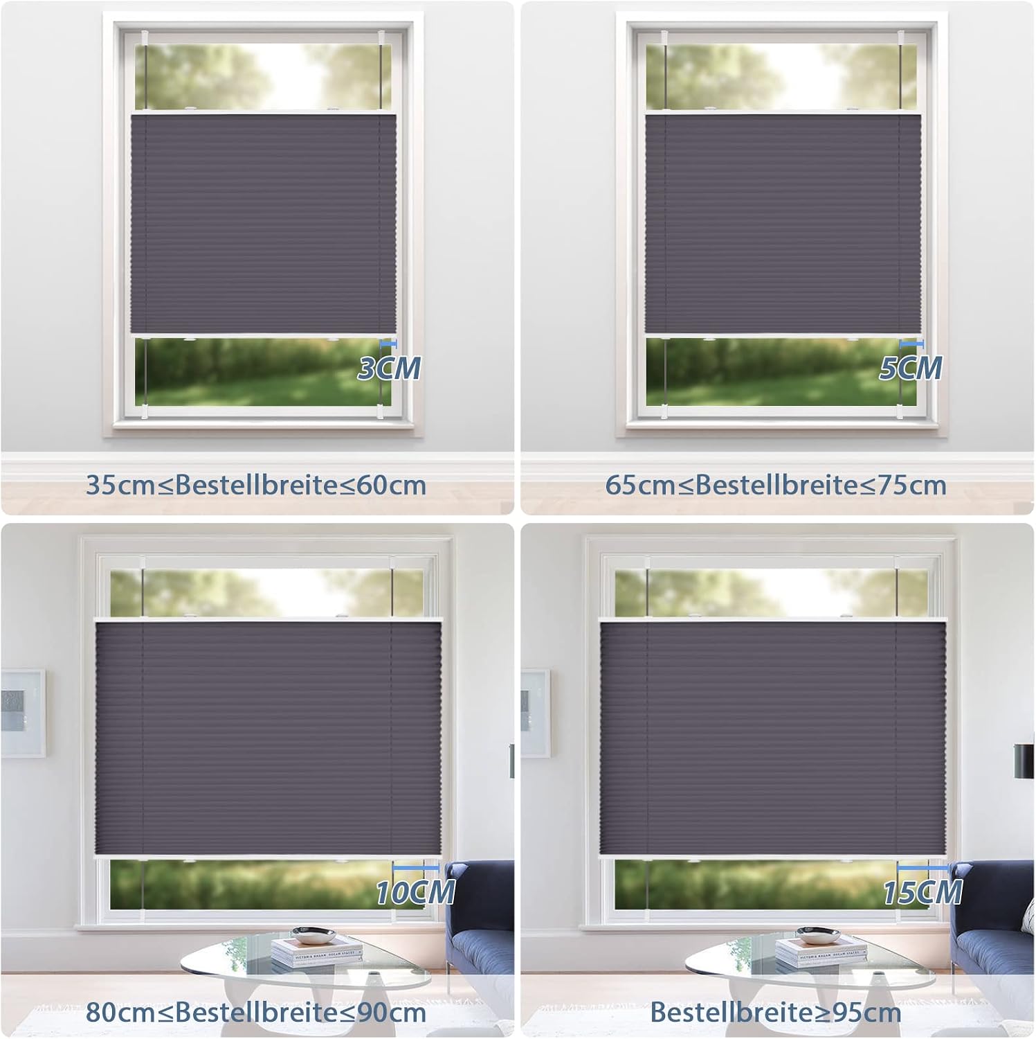 Thumbnail 5 de Sanfree Plissee Klemmfix Plisseerollo ohne Bohren Anthrazit 70 × 100 cm – Blickdicht bis lichtdurchlässig