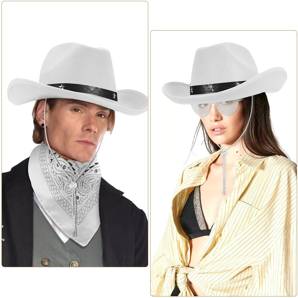 Detalle de Aomig Cowboy Western hatt för vuxna med solglasögon och bandana