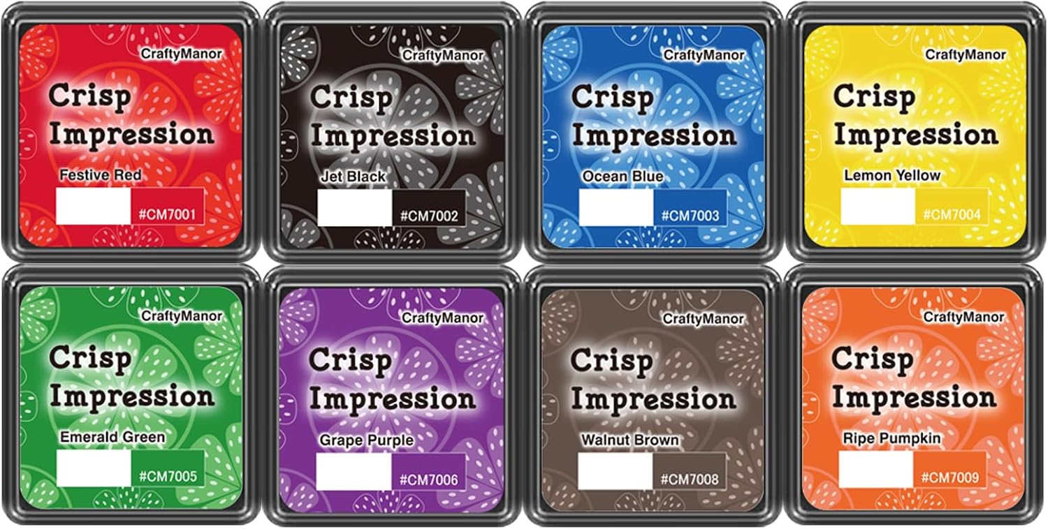 CraftyManor Mini Stamp Ink Pads, 8-Color