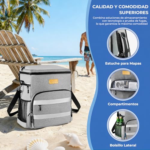 Thumbnail 7 de Kiximay Mochila Nevera Isotérmica 30L: bolsa térmica impermeable para playa, camping y viajes