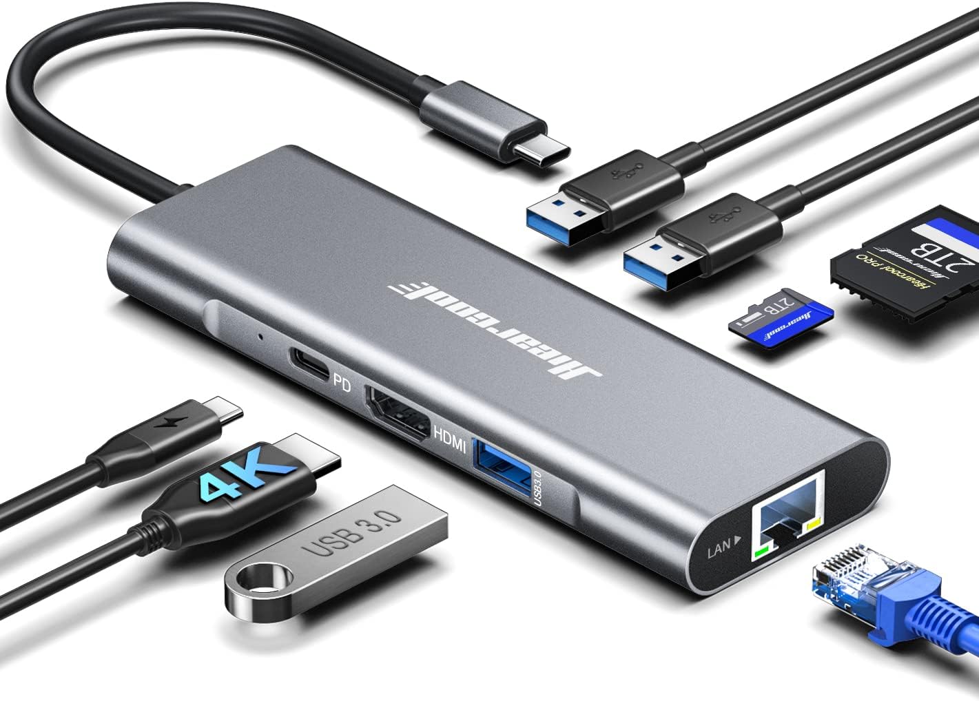 Detalle de Hiearcool USB-C hub 8-in-1