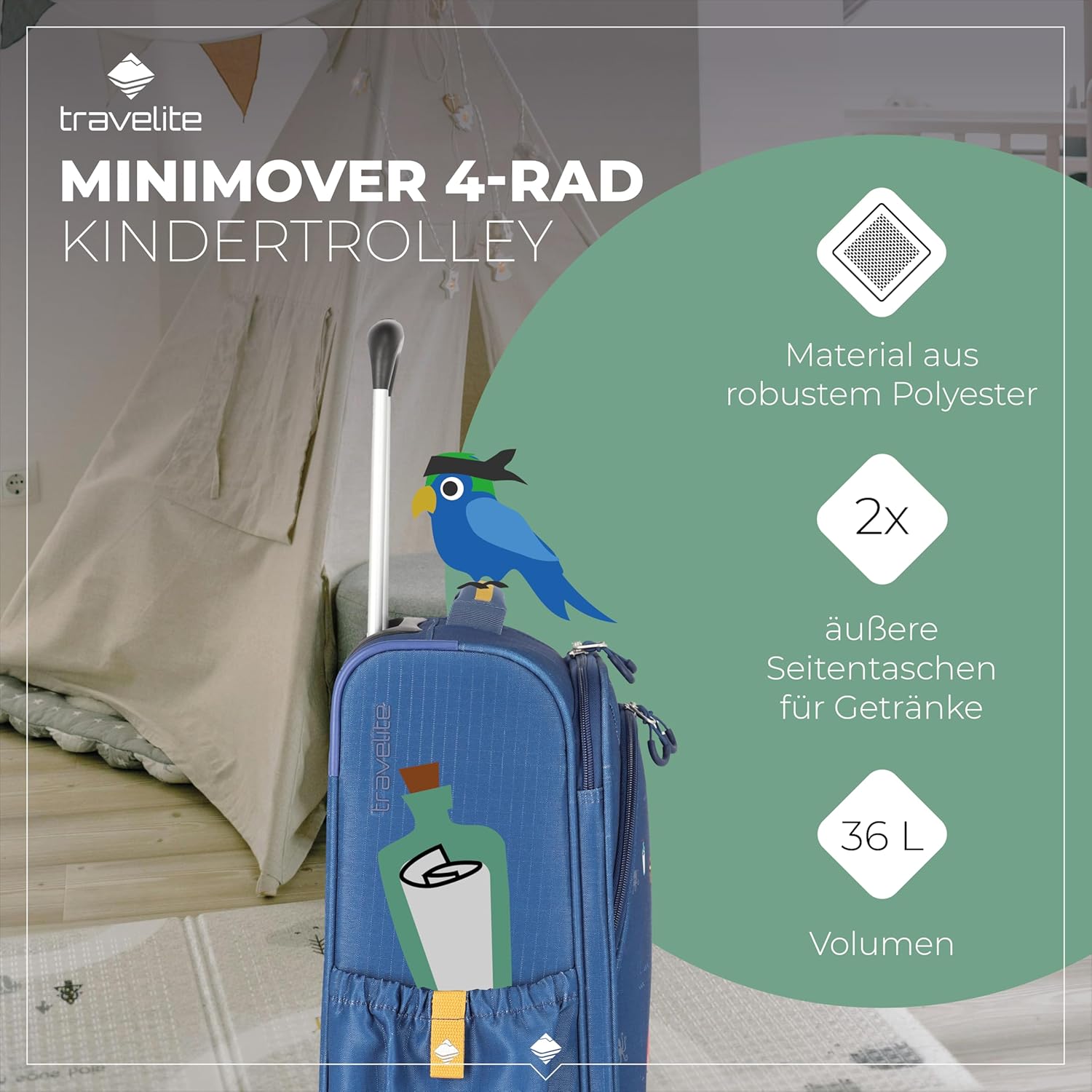 Thumbnail 1 de Travelite MINIMOVER Kinderkoffer mit 4 Rollen – 55 cm, 36 L, recycelter Polyester