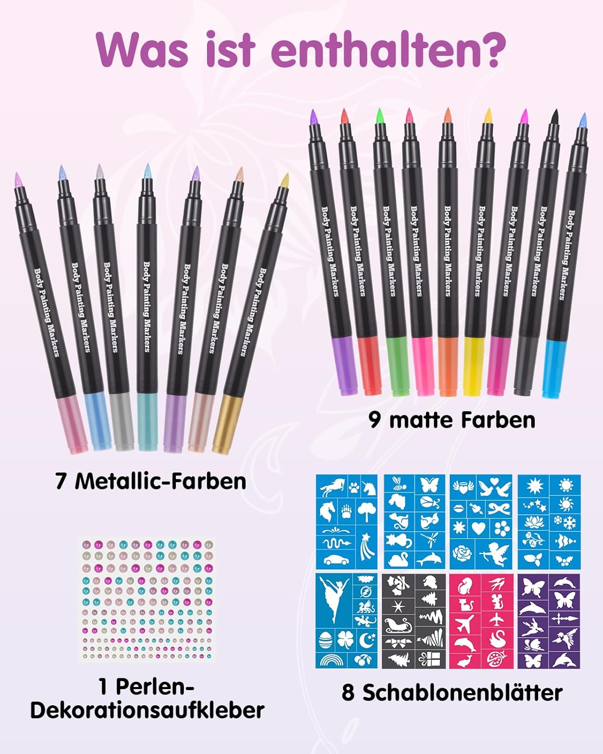 Detalle 2 de Lictin Tattoostifte Kinder 16 Farben Tattoo Set 🎨