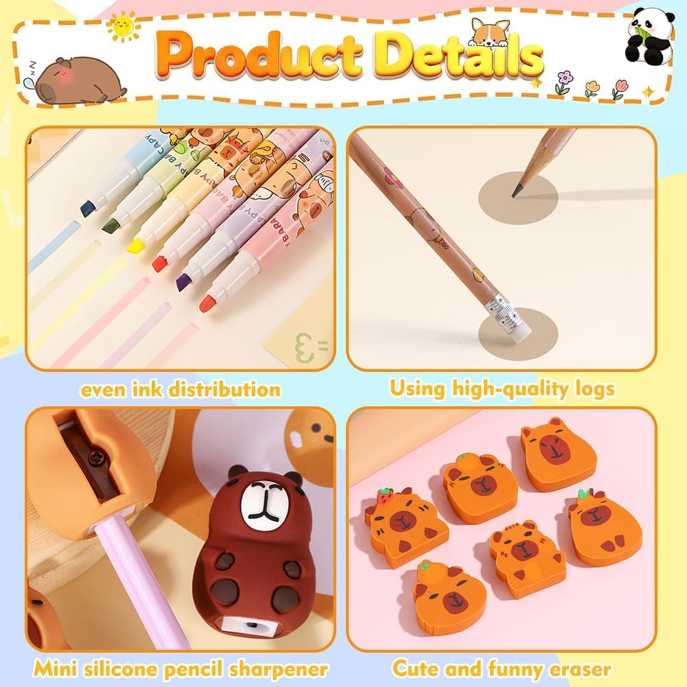 Thumbnail 3 de Capybara Pencil Case: 74Pcs Stationery Gift Set for School, Office and Creative Projects