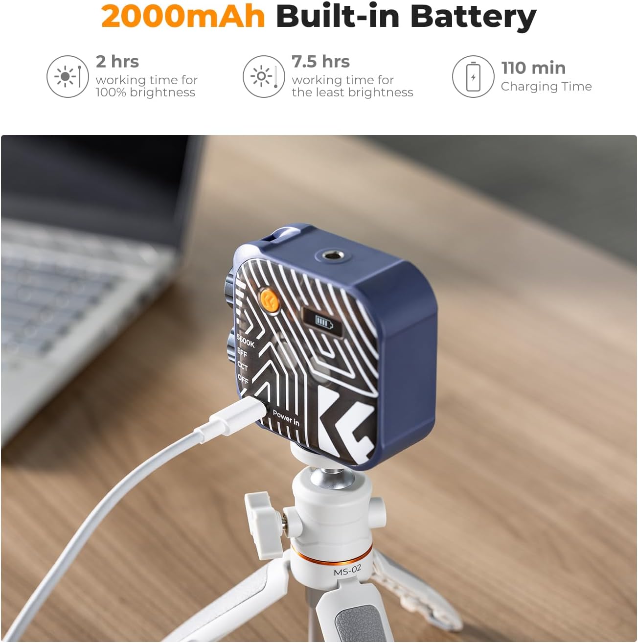 Thumbnail 6 de K&F CONCEPT Magnetic Camera Light with 15 Light Effects, 2500K-9900K CRI 96+ — Rechargeable LED Fill Light for Vlog, Selfie & Studio